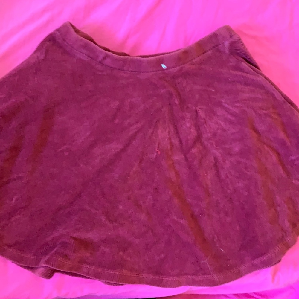 Dark red velvet striped skirt